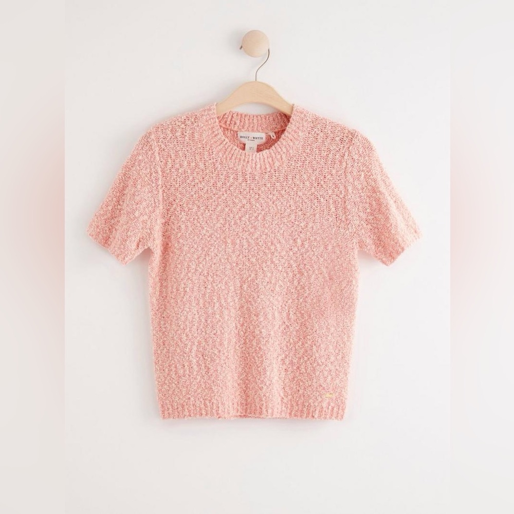Holly & White By Lindex Pink Knit Short Sleeve Sweater Jumper Size Small